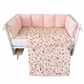 Textil komplet posteljina za krevetac Cvetna družina